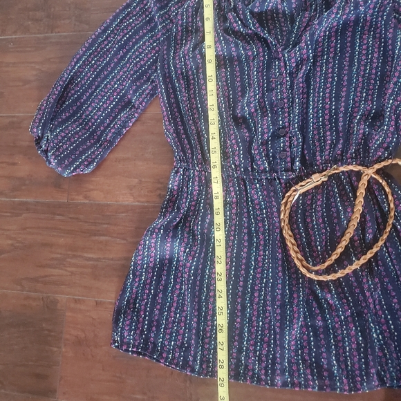 BLUE PURPLE FLOWERS BELTED TUNIC - Picture 8 of 9